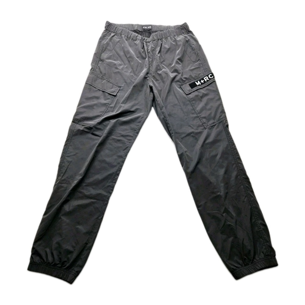 M+RC Noir Cargo Pants Mens L Charcoal Gray Jogger Streetwear Logo Patch